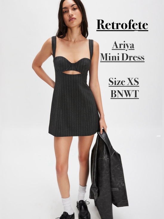 Retrofete Dresses & Skirts - Retrofete Black Pinstripe Cutout Mini Dress updated with pictures